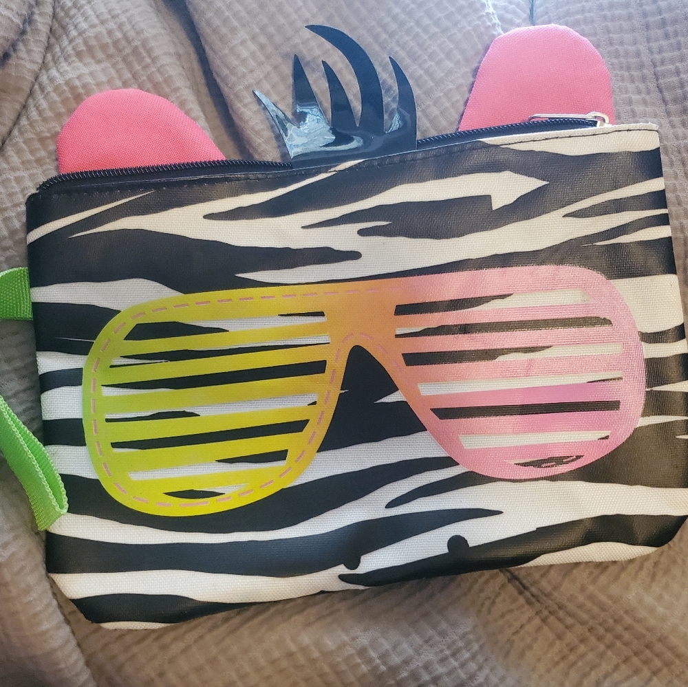 Fun Vintage Neon Zebra Wristlet